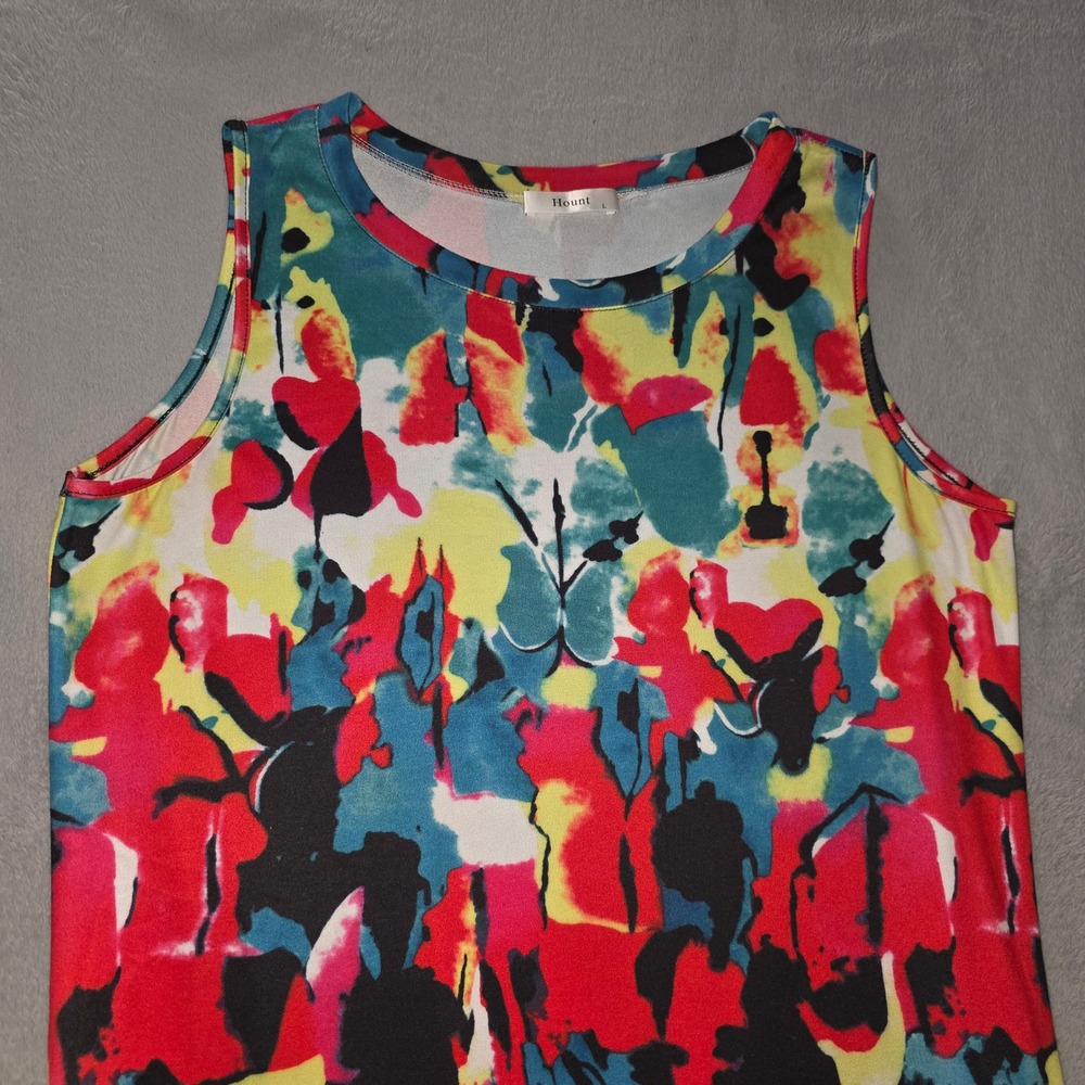 Hount Womens Abstract Watercolor Print Sleeveless Maxi Dress Red Blue Size Large - Picture 4 of 15